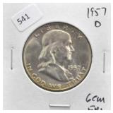 1957 D FRANKLIN HALF DOLLAR GEM FBL
