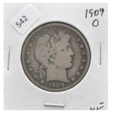 1909 O BARBER HALF DOLLAR VF