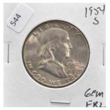 1954 S FRANKLIN HALF DOLLAR GEM FBL