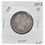 1892 O BARBER QUARTER VF