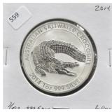 2014 AUSTRALIA CROC 1 OZ .999 SILVER GEM