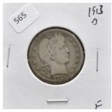 1913D BARBER QUARTER F