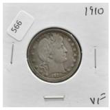 1910 BARBER QUARTER VF