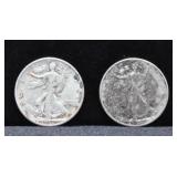 TWO WALKING HALF DOLLARS