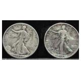 TWO WALKING HALF DOLLARS