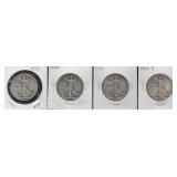 4 WALKING LIBERTY HALVES: 1920, 1934, 1935,