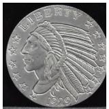 INDIAN HEAD 5 TROY OZ. SILVER ROUND