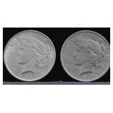 1922 AND 1924 PEACE SILVER DOLLARS - 2 TIMES BID