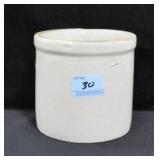 2 HALF GALLON CROCKS: WHITE & BROWN/WHITE