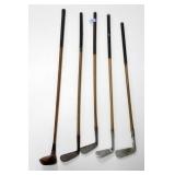 5 WOOD SHAFT GOLD CLUBS