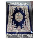 CHINESE WOOL MEDALLION RUG - BLUE/CREAM - 2