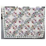 MACHINE MADE DOUBLE WEDDING RING QUILT