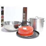 KITCHENWARE: STOCK POT, SANDWICH MAKER, TEA
