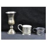 2 STERLING BABY CUPS AND 1 STERLING VASE