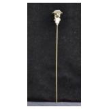 ANTIQUE HAT PIN WITH CARVED KNIGHT