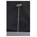 ANTIQUE SILVER PLATE CARTOUCHE HAT PIN