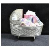 NEVIUS STERLING SILVER DOLL CRADLE WITH DOLL AND A