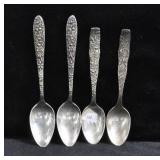 4 STERLING SILVER DEMITASSE SPOONS