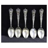 5 BAKER-MANCHESTER STERLING SILVER SPOONS