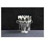 800 SILVER SUGAR BOWL WITH 12 MATCHING SPOONS IN 8