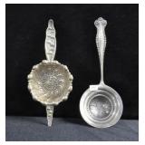 2 STERLING TEA STRAINERS