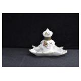 PORCELAIN - PAINTED INK WELL WITH HINGED LID AND