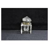 FACETED CRYSTAL INK WELL WITH HINGED LID