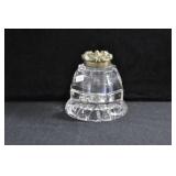 VINTAGE CRYSTAL INK WELL WITH BRASS LID