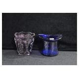 AMETHYST GLASS TOOTH PICK AND COBALT BLUE HAT