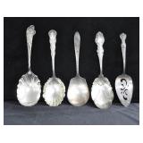5 SILVER PLATE SERVING UTENSILS