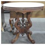 VICTORIAN - WALNUT MARBLE TOP TABLE