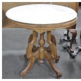 VICTORIAN - WALNUT MARBLE TOP TABLE