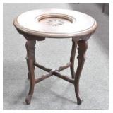 WALNUT PLANT STAND WITH FLORAL PATTERN