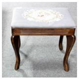 VANITY STOOL WITH NEEDLEPOINT SEAT