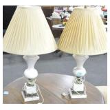 PAIR OF MARBLE TABLE LAMPS WITH SHADES
