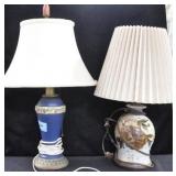 WELLER POTTERY LAMP WITH SHADE - 21"