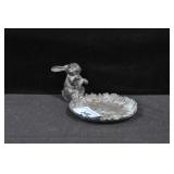 BRONZE RABBIT WITH TRAY - 4" DIAMETER TRAY