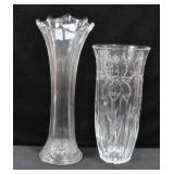 2 CRYSTAL VASES: 10" AND 12"