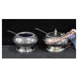 SILVER PLATE OPEN SALT AND MUSTARD POT