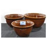 3 PC. USA OVENPROOF REDWARE MIXING BOWLS