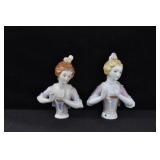 2 CERAMIC PIN CUSHION DOLLS - 5 1/4"