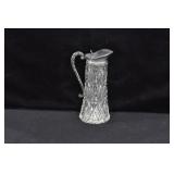 5 3/4" CRYSTAL SYRUP WITH SILVER PLATE LID