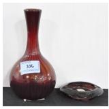 PAIRPOINT 8" HAND BLOWN VASE AND SILVER OVERLAY