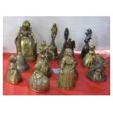 14 BRASS AND SILVER PLATE BELLS