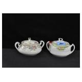 2 NIPPON HAND PAINTED SUGAR BOWLS WITH LIDS