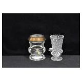 2 CRYSTAL TOOTHPICKS: ONE WITH GOLD WASH RIM - OTH