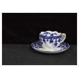 ENGLISH MADE FLOW BLUE CUP & SAUCER