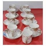 8 DEMITASSE CUPS AND SAUCERS WITH EXTRA CUP