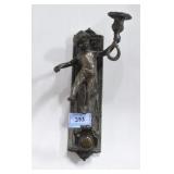 BRONZE CANDLE WALL SCONCE WITH CHERUB