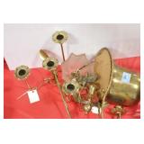 BRASS PLANTER, BRASS CANDLESTICKS, BRASS FRAMED